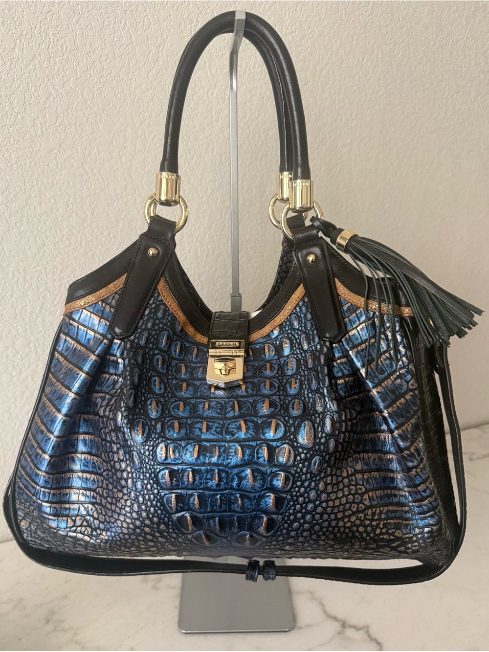 Brahmin Elisa Crowe Lazuli Blue Hobo Bag